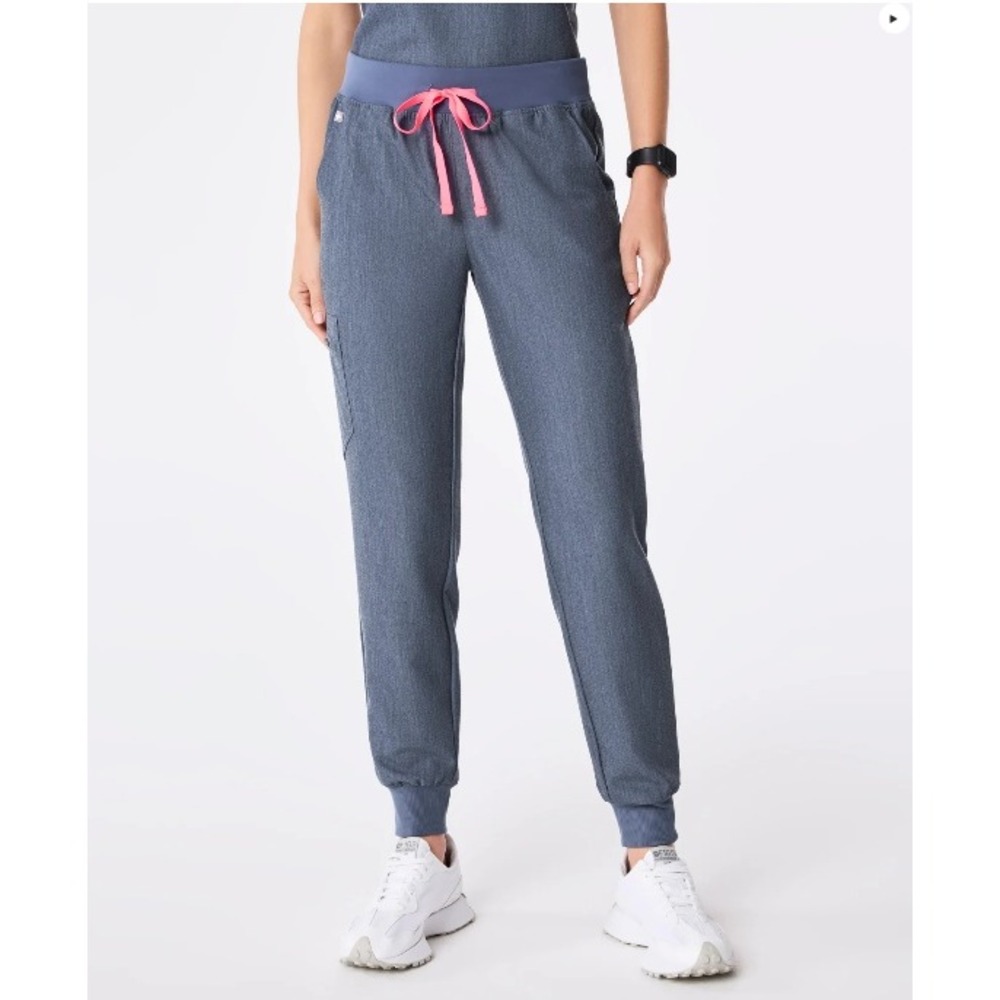 FIGS Zamora Tech Collection Scrub Pants Womens Heather Denim Cargo Joggers Sz M